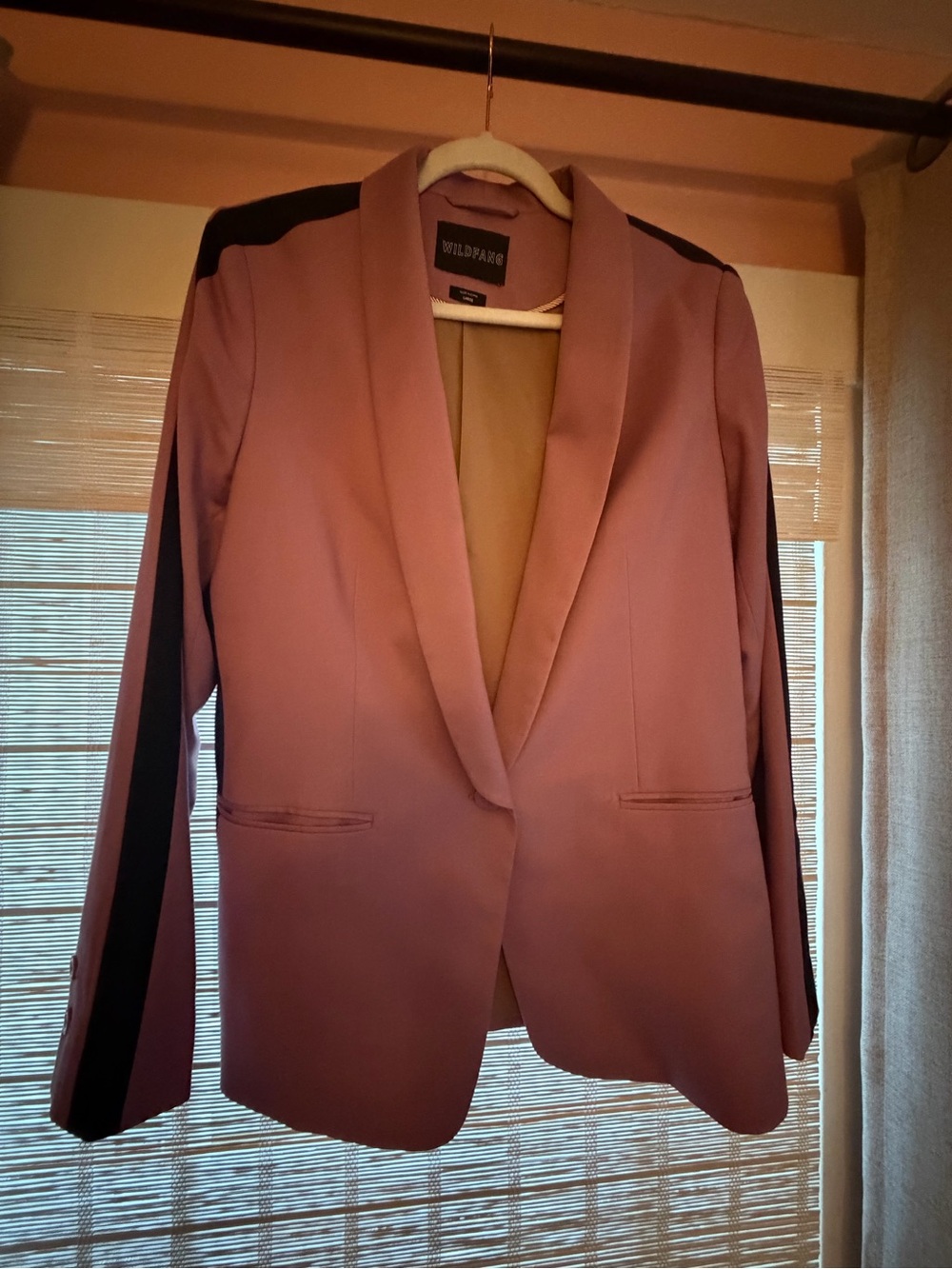 Wildfang Mauve Blazer with Black Sleeve Stripe